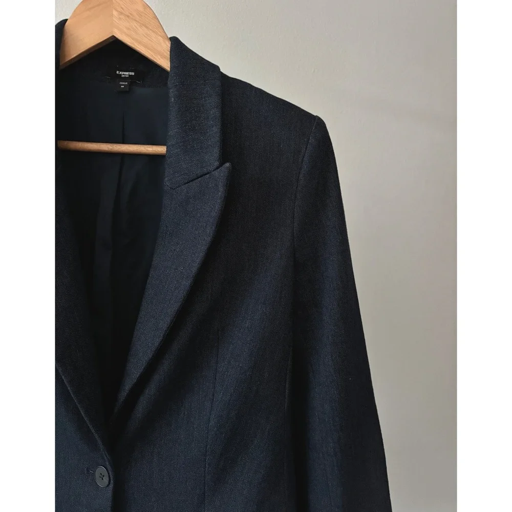Polished Professional Blazer Size M Dark Wash Editor Lined w/ Vent & Structure - Picture 8 of 13